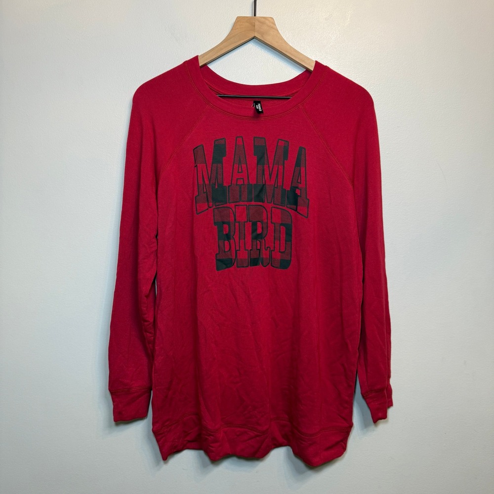 Torrid Mama Bird Graphic Pullover Sweatshirt Top Red Women's Size 00 (M/L)